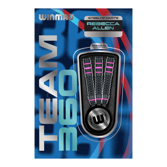 Lotki Winmau Team 360 Rebecca Allen Steel Darts - 24g Abgebildet sind die Winmau Team 360 Rebecca Allen Steeldarts mit 24g. Die Darts sind speziell für Präzision und professionelle Leistung entworfen.