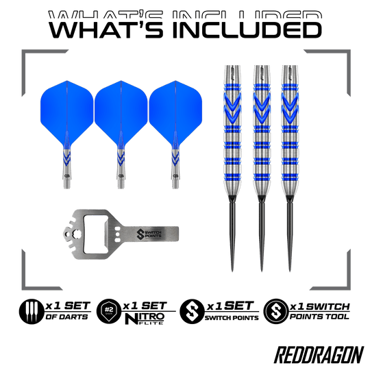 Red Dragon Gerwyn Price Niebieski Oryginalny Switch Point Steeldarts Hier sind die Red Dragon Gerwyn Price Blue Original Switch Point Steeldarts abgebildet. Sie zeichnen sich durch ihr blaues Design und hohe Präzision aus.