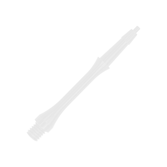 HRC-12602-W_Harrows_Clic_Slim_Shafts_White_23mm_2 Das Bild zeigt einen weißen, schlanken Dart-Schaft der Marke Harrows Clic. Der Schaft hat eine glatte, moderne Form und ist für den Einsatz in Dartpfeilen geeignet.