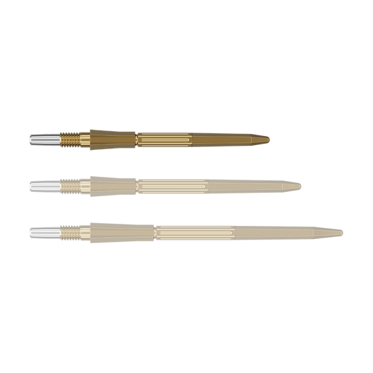 Groty do lotek Target Elysian Archetype 43 Swiss Point Steel – złote Auf dem Foto sind goldfarbene SwissPoint Dartspitzen mit 30 mm Länge zu sehen. Die Dartspitzen sind für Zielgenauigkeit beim Dartspiel entwickelt.