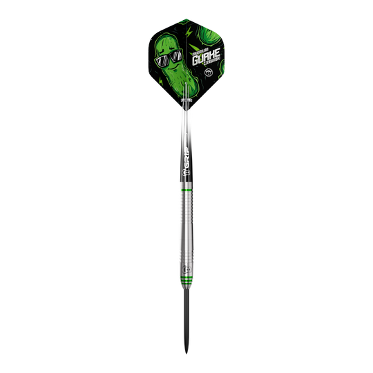 Bulls Max Czerwinski Cucumber Steeldarts - 23g Hier sieht man die Bulls Max Czerwinski Gurke Steeldarts mit 23g. Die Darts zeichnen sich durch ihre besondere Form und Verarbeitung aus.