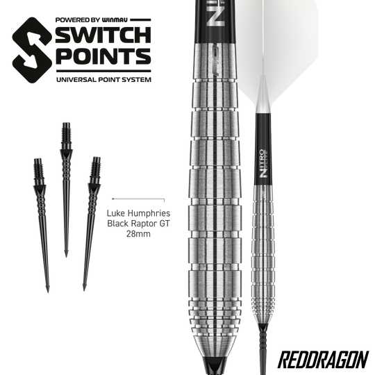 Rzutki stalowe Red Dragon Luke Humphries TX1 Pioneer Switch Point Das Bild zeigt die Red Dragon Luke Humphries TX1 Pioneer Switch Point Steeldarts. Diese Steeldarts sind hochwertig verarbeitet.