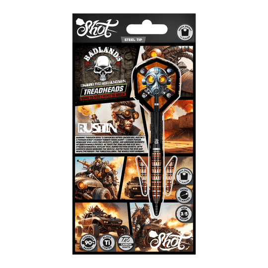 Shoty Badlands Rustin Steel Darts - 23g Auf dem Foto ist Shot Badlands Rustin Steeldarts - 23g zu sehen. Das Produkt wird aus einer weiteren Ansicht dargestellt.