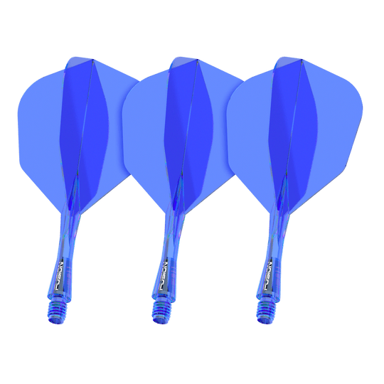 Winmau Fusion Flight Shaft System nr 6 niebieski Gezeigt wird ein Artikel mit dem Dateinamen 8836_Winmau_Fusion_Flight_Shaft_System_No6_Blau_22mm_1Set. Das Bild stellt wahrscheinlich ein blaues Dartzubehör-Set dar.