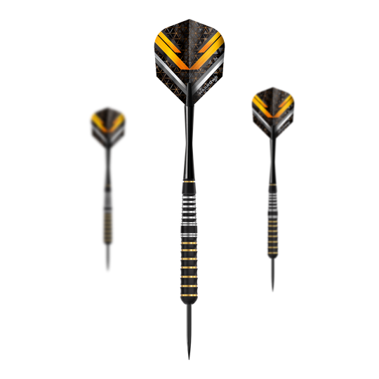 Stalowe lotki Harrows Vulcan Das Bild zeigt die Harrows Vulcan Steeldarts. Es handelt sich um ein Set von Steeldarts für Dartspieler.