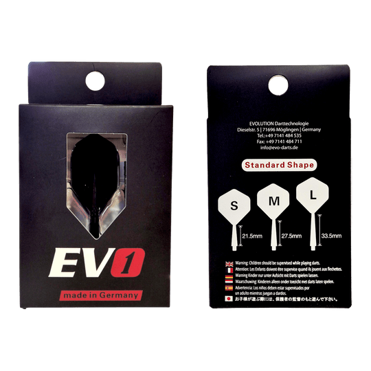 System wałów lotniczych Evolution EVO1 – czarny Evolution EVO1 Flight-Shaft-System in Schwarz ist dargestellt. Das Produkt ist für den Einsatz im Dartsport geeignet.