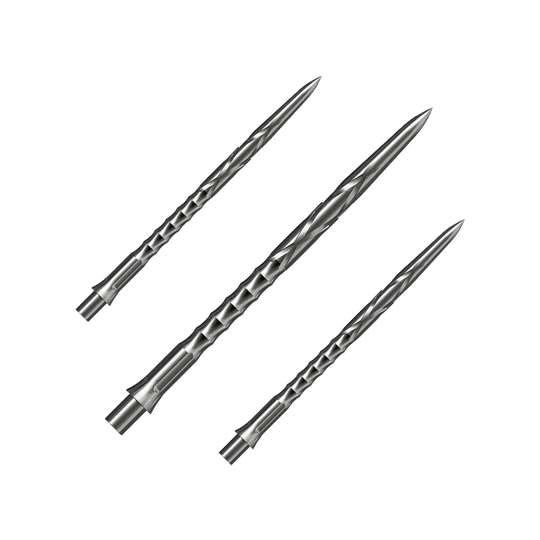 Stalowe groty do lotek Caliburn System - HAN G2 - Srebrne Das Bild präsentiert ein Set Caliburn Evo System Steeldartspitzen, HAN G2, Silber, 40mm. Das Set enthält mehrere Spitzen für Steeldarts.