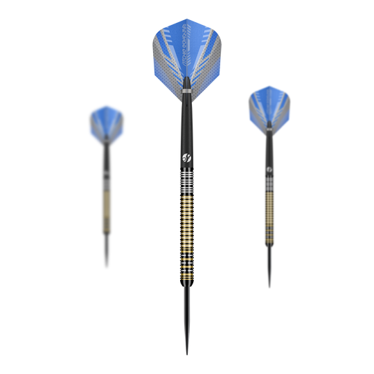 Dieses Bild zeigt ein Set der Shot Ritchie Edhouse Madhouse Steeldarts. Das Set eignet sich perfekt für Dartspieler, die Wert auf Qualität legen.
