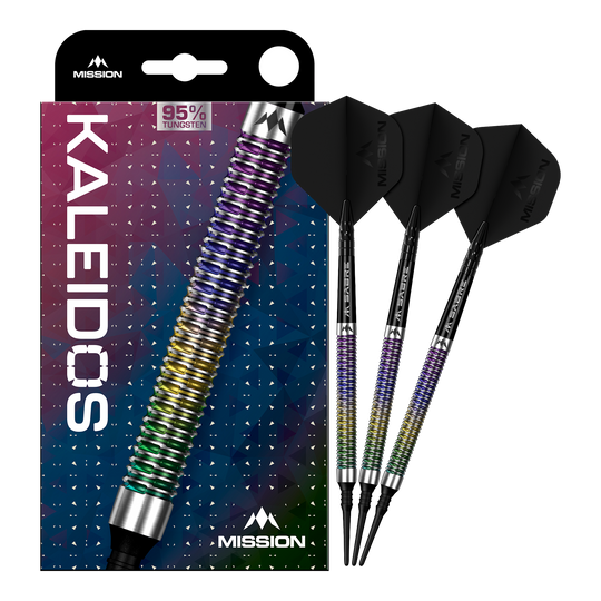 Mission Kaleidos Softdarts - 19g ist auf dem Bild zu sehen. Der Softdart ist vollständig abgebildet.