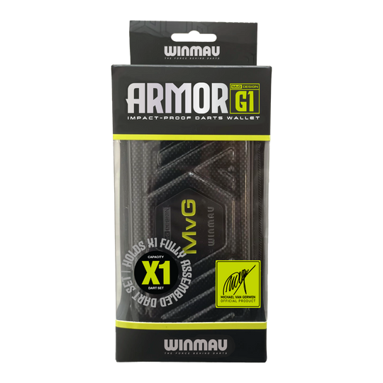 Portfel do rzutek Winmau Armor G1 Michael Van Gerwen Das Bild zeigt das Produkt Winmau Armor G1 Michael Van Gerwen Dartwallet. Die Darttasche ist speziell für Dartsportler konzipiert.