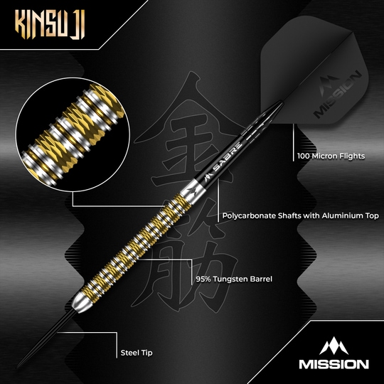 Misja Kinsuji Steeldarts Das Bild zeigt die Mission Kinsuji Steeldarts. Die Steeldarts sind im Detail abgebildet.