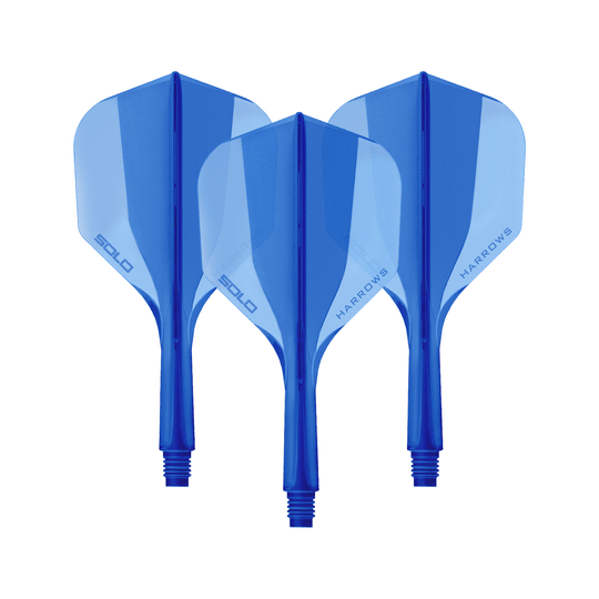 System wału lotniczego Harrows Solo No6 – niebieski Das Bild zeigt ein Harrows Solo No6 Flight Shaft System in Blau, 20mm, als Set. Es handelt sich um Zubehör für Dartpfeile.