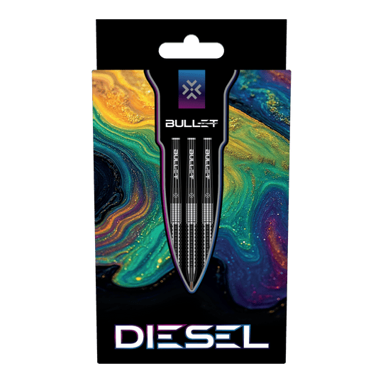 Stalowe lotki Bullet Diesel Zu sehen sind die Bullet Diesel Steeldarts. Das Bild zeigt das Aussehen und Design dieses Dartprodukts.