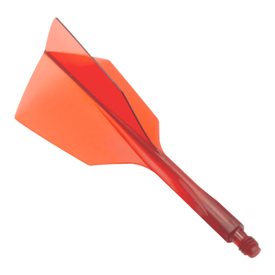 Condor Ax 120 Flight System Clear Red - Wąski Das Bild zeigt ein rotes Dartflight-System mit schmalem Design. Es handelt sich um das Produkt "Condor Axe 120 Flight-System Clear Red - Narrow".