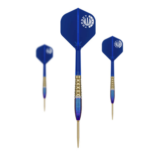 Target Japan Prime Series Zenith GEN2 Swiss Point Steeldarts mit 23g sind auf diesem Bild zu sehen. Sie werden als hochwertiges Dart-Set präsentiert.