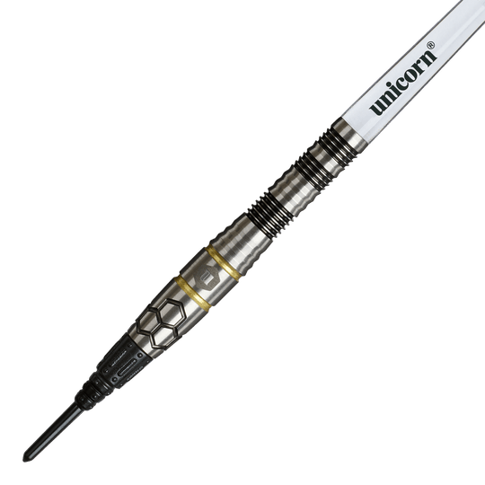 Unicorn Hexium Style 01 Czarno-złote miękkie lotki - 22 g Unicorn Hexium Style 01 Black & Gold Softdarts - 22g ist ein eleganter Softdart in Schwarz und Gold. Das Produkt eignet sich ideal für Präzisionswürfe beim Dartspiel.