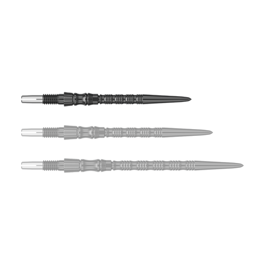 Zu sehen ist eine schwarze Dartspitze mit einer Länge von 30mm. Das Produkt ist eine Target SwissPoint Signature TRB Dartspitze.