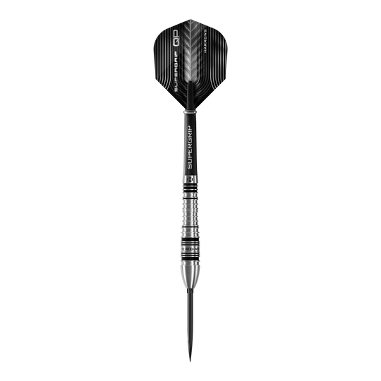 Lotki stalowe Harrows Supergrip Bomb Quick Point Das Bild zeigt die Harrows Supergrip Bomb Quick Point Steeldarts. Die Darts sind für präzises Werfen im Dartspiel entwickelt.
