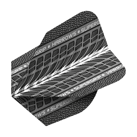 Lotki Harrows Supergrip White No6 Hier sind Harrows Supergrip Weiß No6 Flights zu sehen. Das Produkt besteht aus weiß gefärbten Dart-Flights.