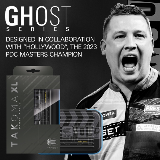 Etui na lotki Takoma XL Ghost Series Chris Dobey Das Bild zeigt das Takoma XL Ghost Series Chris Dobey Dartcase. Das Dartcase schützt Dartzubehör vor Beschädigungen.