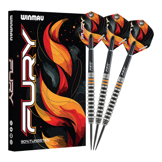 Stalowe lotki Winmau Fury - 22g Gezeigt werden die Winmau Fury Steeldarts - 22g. Diese hochwertigen Steeldarts sind für anspruchsvolle Spieler konzipiert.