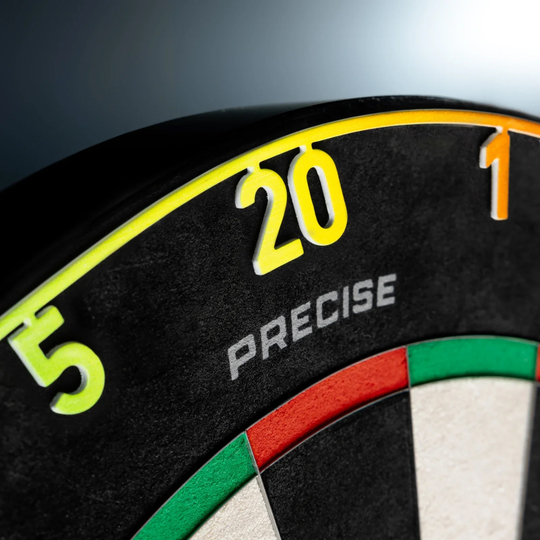 Precyzyjna stalowa tarcza do darta Endorphine 180 z pierścieniem numerycznym - Spectrum Das Precise 180 Endorphine Steeldartboard mit Nummernring – Spectrum ist im Foto erkennbar. Das Bild hebt das Design und die Farben des Dartboards hervor.