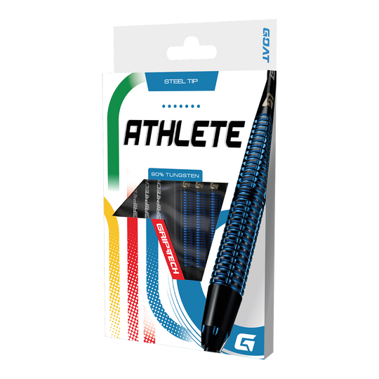 Das Foto zeigt die GOAT Athlete Black Tungsten Steeldarts. Diese Steeldarts zeichnen sich durch ihre Robustheit aus.