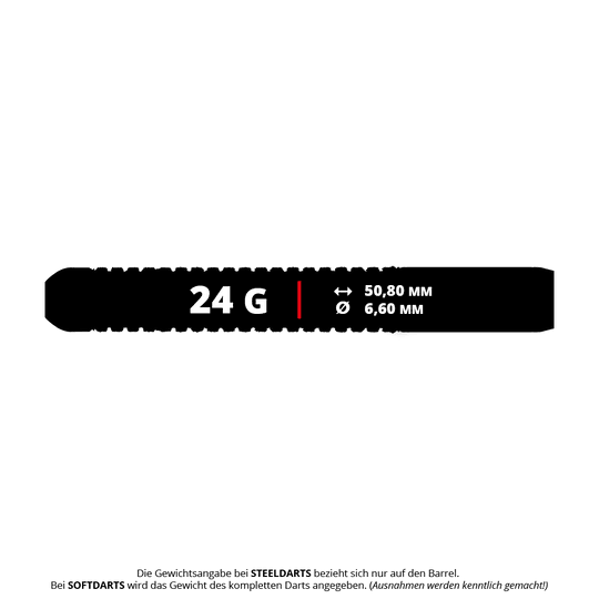 Red Dragon 50 Year Collection Element 6 B Steeldarts mit 24g Gewicht. Das Bild zeigt die Dartpfeile in der limitierten Jubiläumsedition.