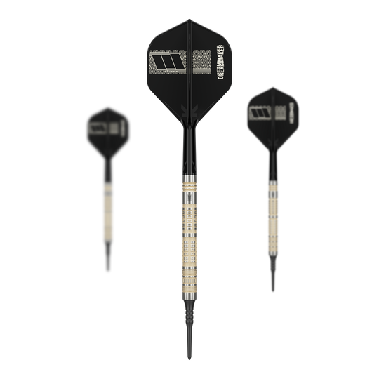 Target Dimitri Van Den Bergh 95K miękkie lotki - 19g Gezeigt wird ein Set der Target Dimitri Van Den Bergh 95K Softdarts mit 19 Gramm. Das Set ist optimal für professionelle Dartanwendungen.