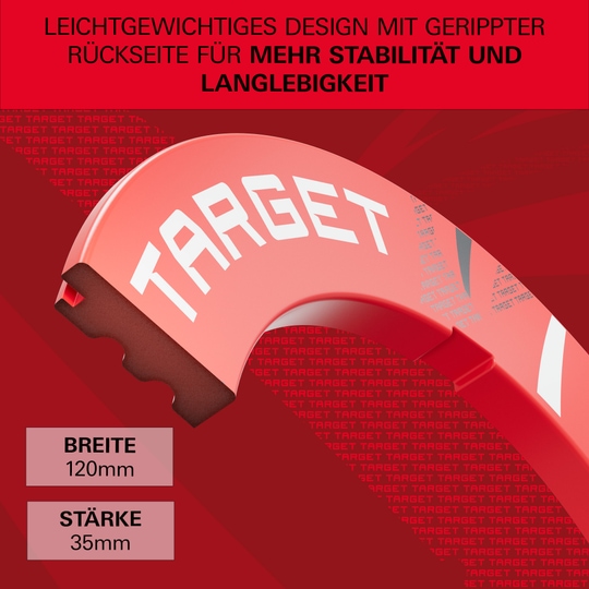 Tarcza do darta z wycięciami i wzorem Eine rote Dartboard-Umrandung mit Muster ist auf dem Bild. Das Produkt hebt sich farblich ab.