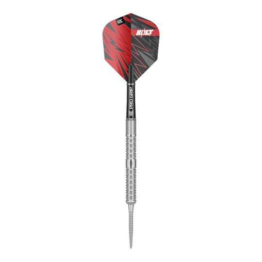 Target Sebastian Białecki GEN1 Swiss Point Steeldarts - 22g Dies ist ein Steeldart namens „Target Sebastian Bialecki GEN1 Swiss Point“ mit einem Gewicht von 22 Gramm. Der Dart hat eine silberne Spitze und Schaft, sowie ein rotes und schwarzes Flight-Design.