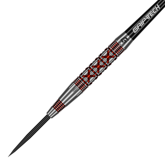 Das Foto zeigt die GOAT Strikes Steeldarts aus einer anderen Perspektive. Die Details des Dartpfeils sind gut erkennbar.