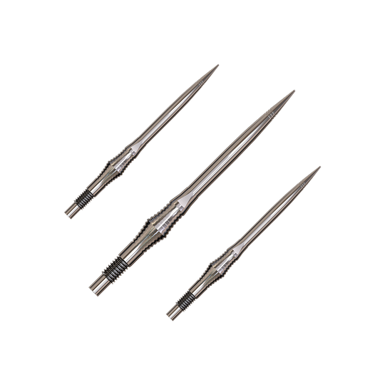 Spire Silver Elite Serie Dartspitzen in 35mm Länge werden abgebildet. Das Set enthält mehrere Spitzen.