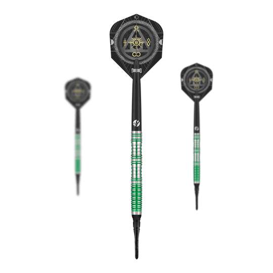 Shotki miękkie Mythril firmy Shot Alchemy - 20 g Das Bild zeigt ein Set der Shot Alchemy Mythril Softdarts - 20g. Auf dem Foto sind alle enthaltenen Darts abgebildet.