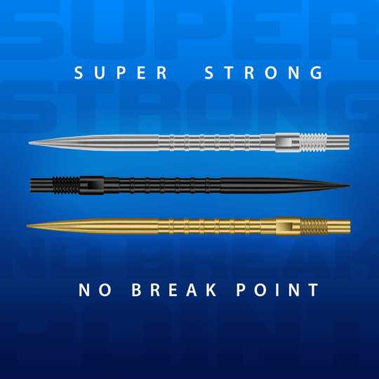 Końcówki do lotek Harrows Quick Point Heavy Metal – srebrne Harrows Quick Point Heavy Metal Dartspitzen in Schwarz werden gezeigt. Sie haben eine strukturierte Oberfläche für besseren Halt.