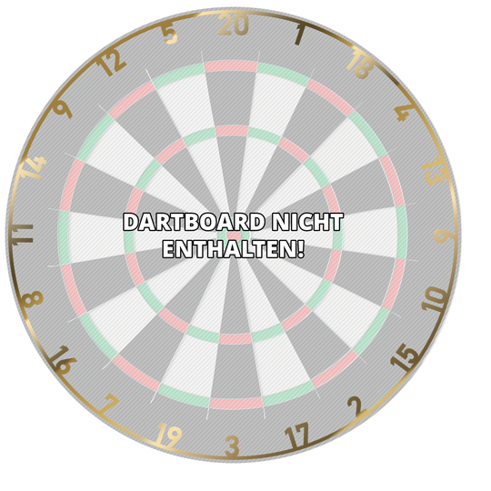 Das Bild zeigt einen Dartboard-Zahlenring in Gold auf einem Dartboard. In der Mitte steht der Hinweis "Dartboard nicht enthalten!"