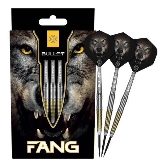 Stalowe lotki Bullet Fang Auf dem Bild sind die Bullet Fang Steeldarts komplett zu sehen. Die Steeldarts sind in voller Länge dargestellt.