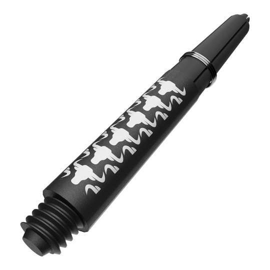 Das Bild zeigt BullsNL Capo Carbon Shafts in Weiß, Short, 34mm. Es handelt sich um einen kurzen Schaft für Dartpfeile.