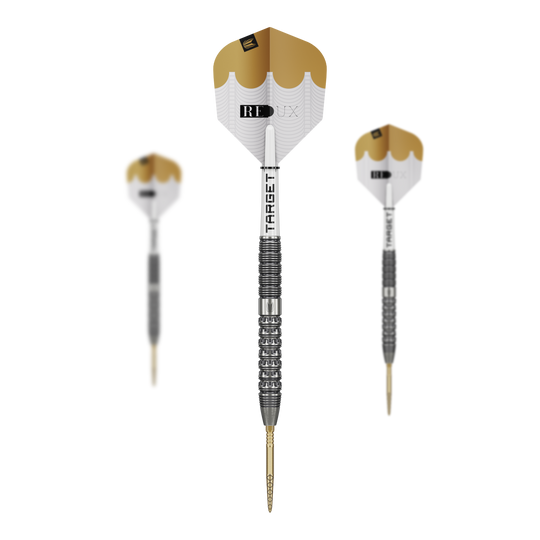 Hier werden die Target Redux 01 Swiss Point Steeldarts präsentiert. Das Set eignet sich für ambitionierte Dartspieler.