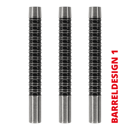 McDart Super Grip długi 90% wolframu Hier ist der McDart Super Grip Long 90% Tungsten Softdart-Barrel zu sehen. Er besitzt eine längliche Form und viele Griffmulden.