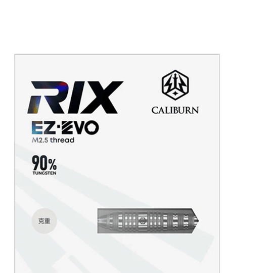 Hier sind die Caliburn Rix EZ-EVO R3 Steeldarts zu sehen. Die Darts zeichnen sich durch ihr modernes Design aus.
