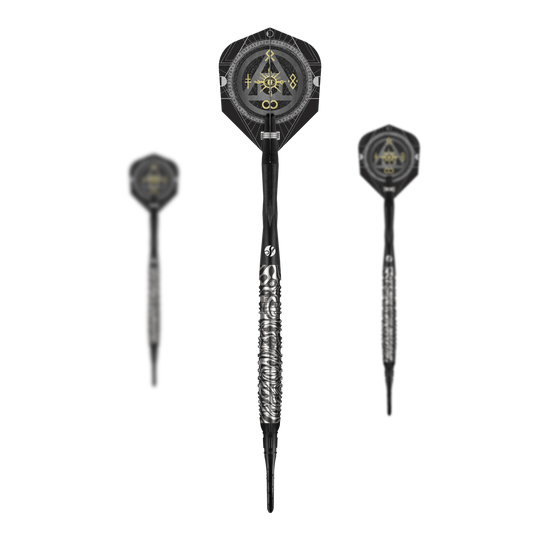 Shotki Runstel Soft Darts firmy Shot Alchemy - 20 g Abgebildet ist das Set der Shot Alchemy Runstel Softdarts mit 20 Gramm. Die Darts sind als Set zusammengefasst zu erkennen.