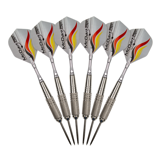 Zestaw startowy McDart Steel Dart Das Bild zeigt ein McDart Starterpack. Es eignet sich hervorragend für Einsteiger im Dartsport.