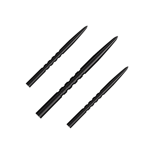 Stalowe groty do lotek Shot Grip Point - czarne Das Foto zeigt ein Set schwarzer Steeldartspitzen. Es handelt sich um das Modell Grip Point mit 35 mm Länge.