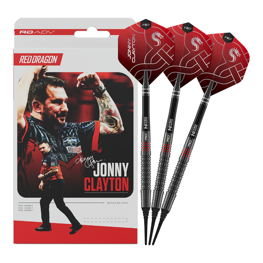 Miękkie lotki Red Dragon Jonny Clayton RD-ADV - 18g Das Foto zeigt die Red Dragon Jonny Clayton RD-ADV Softdarts - 18g. Die volle Länge des Darts ist abgebildet.