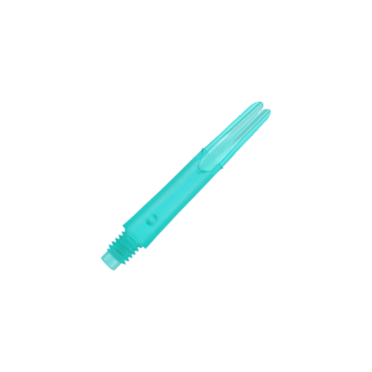 Wałki L-Style z blokadą prostą - Emerald Auf dem Bild ist ein gerader, transparenter, smaragdgrüner Schaft zu sehen. Es handelt sich um ein Ersatzteil für einen Dartpfeil ohne Kappen.