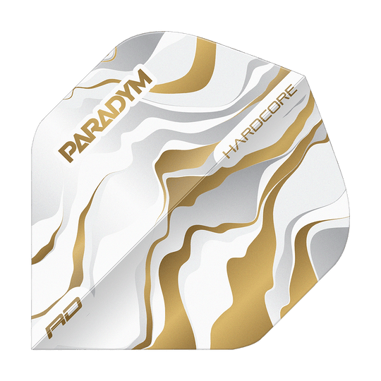 Red Dragon Hardcore Premium Paradym Gold Premium No2 Standard Flights Gezeigt wird Red Dragon Hardcore Premium Paradym Gold Premium No2 Standard Flights. Es sind goldfarbene, hochwertige Dart Flights für genaue Würfe.