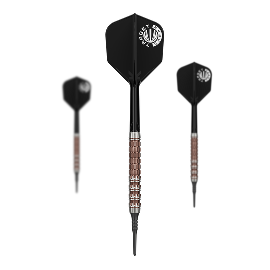 Target Japan Prime Series George Nishitani Raptor GEN6 Soft Darts - 19,5 g Abgebildet ist das Set der Target Japan Prime Series George Nishitani Raptor GEN6 Softdarts mit 21,5g Gewicht. Das Set wird vollständig und übersichtlich präsentiert.