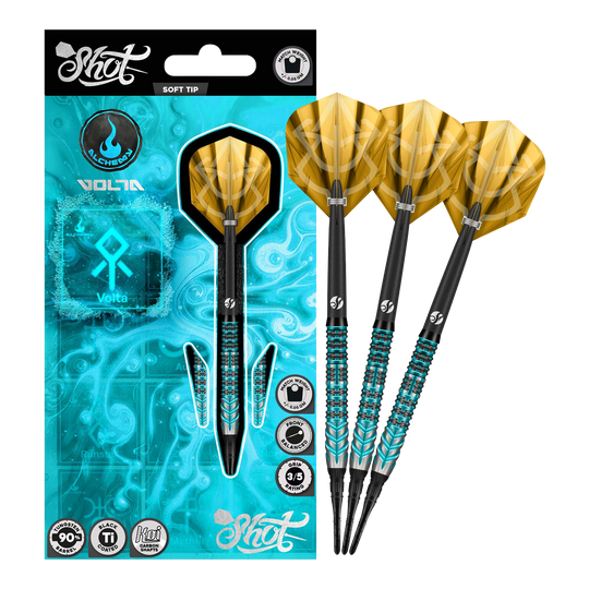 Lotki Shot Alchemy Volta Soft Darts - 20g Auf dem Bild sind die Shot Alchemy Volta Softdarts - 20g zu sehen. Die Softdarts sind vollständig abgebildet.