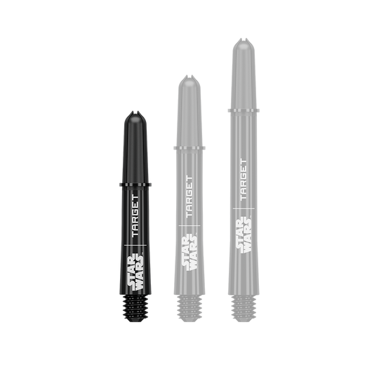 Abbildung eines kurzen Dart-Schafts aus der Datei 380420_Target_StarWars_ProGrip_Shafts_Schwarz_Short_34mm_1. Es handelt sich um einen schwarzen ProGrip Dart-Schaft in kurzer Ausführung.